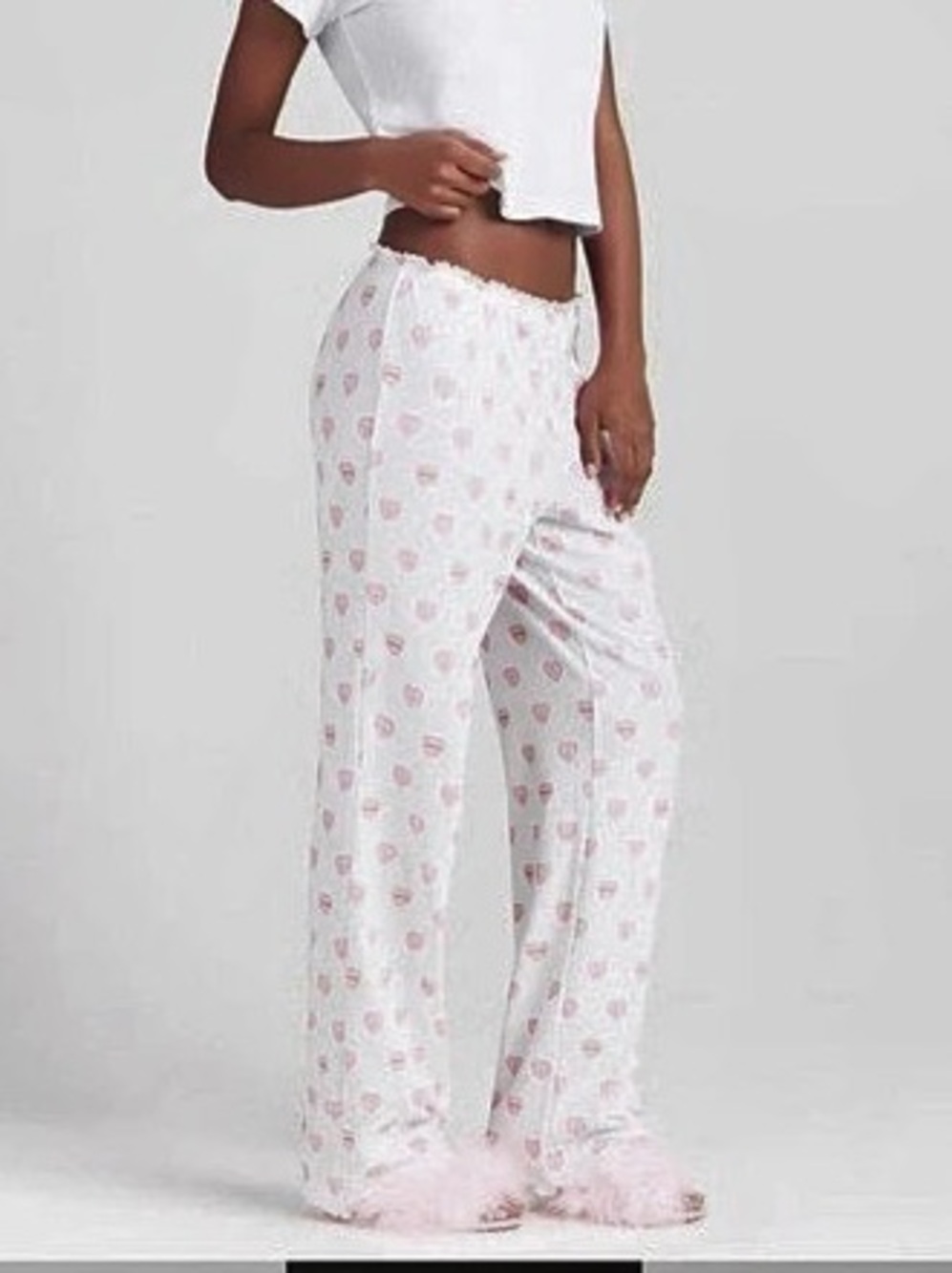 SKIMS Straight Leg Pant Pointelle Heart Print Pants Medium